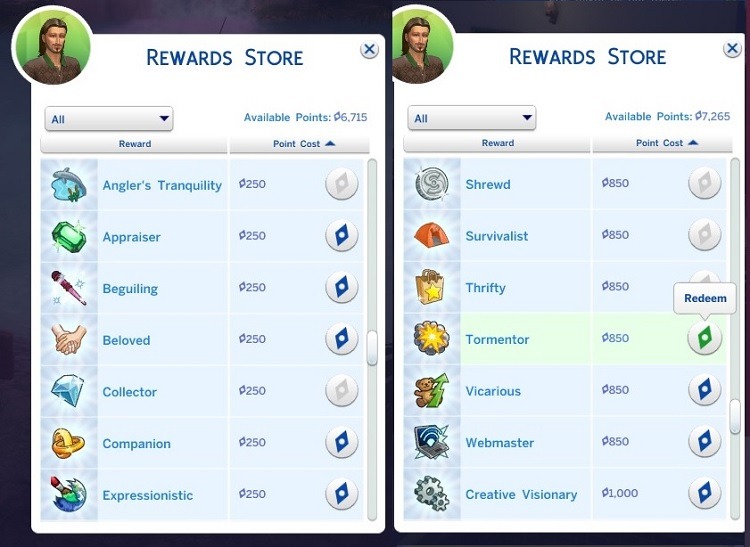 Reward Store Attributes