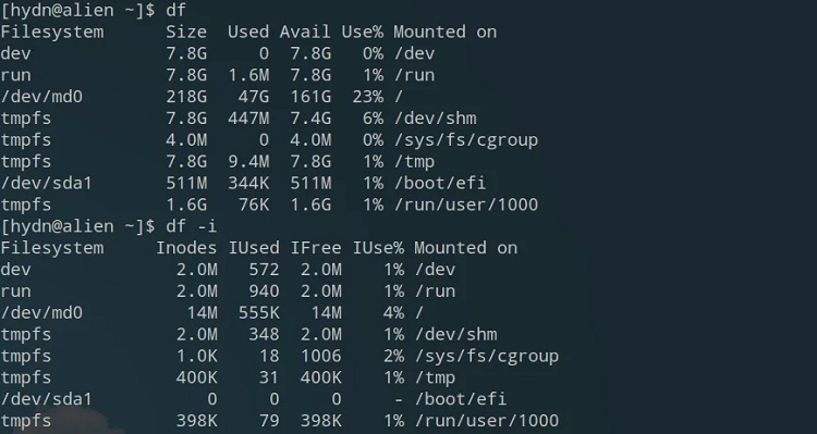 Using df Commands